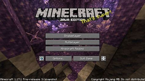 Minecraft Java Edition Home Screen