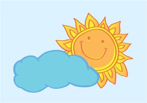 Vector Sol Feliz Dibujos Animados De Sol Feliz Detrás De La Nube
