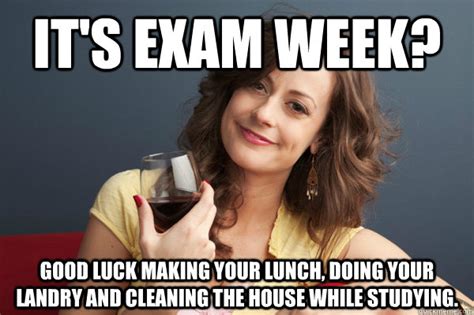 It S Exam Week Good Luck Making Your Lunch Doing Your Landry And Cleaning The House While