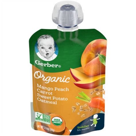 Gerber Organic Toddler Mango Peach Carrot Sweet Potato And Oatmeal Baby