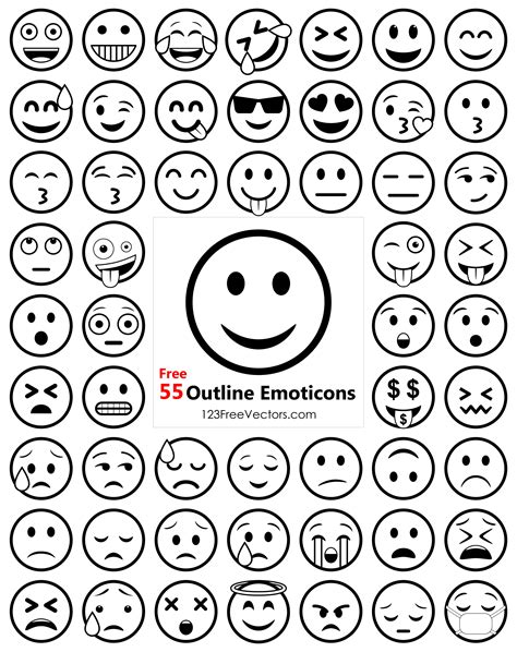 A Large Collection Of Emoticions With Different Faces And Expressions