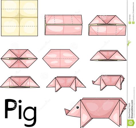 Origami Pigs Collection Cartoon Vector 128277533