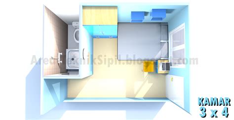 Desain kamar tidur 1.5 x2 meter language:id. Design Kamar Kost 3x4 Minimalis ~ Area TEKNIK SIPIL