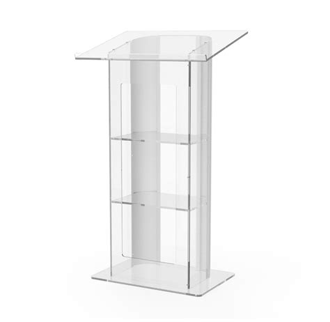 Clear Acrylic Plexiglass Podium Curved Brushed Stainless Steel Sides