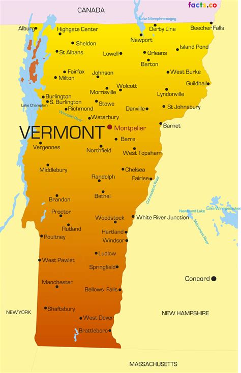 Map Of Vermont With Towns World Map