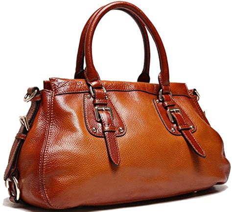 Heshe Cowhide Soft Genuine Leather Zippered Top Handle Tote Shoulder