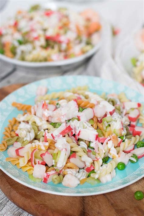 Imitation crabmeat and shrimp pennine pasta. Seafood Pasta Salad Recipe - w/ Crab Meat & Shrimp