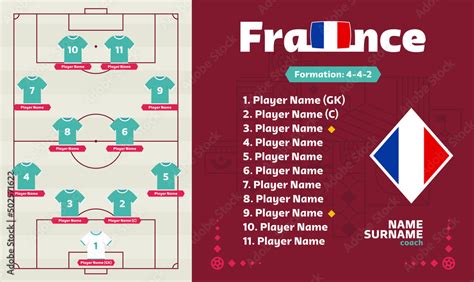 France Line Up Football 2022 Tournament Final Stage Vector Illustration