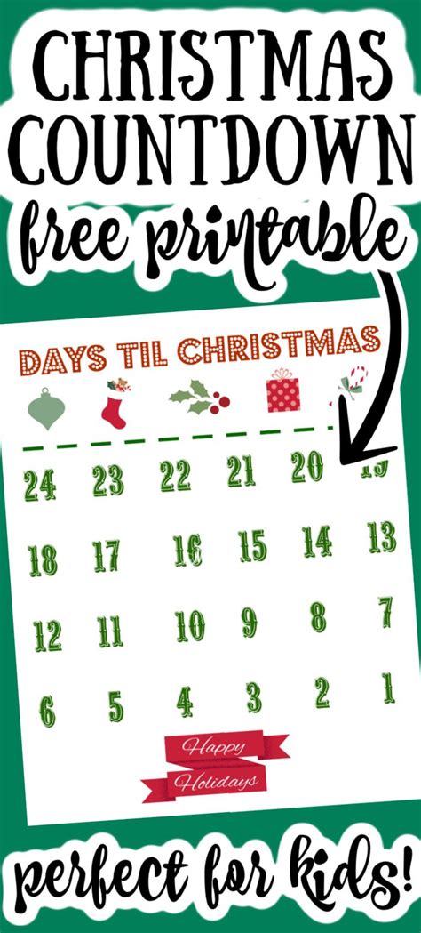 Free Christmas Countdown Calendar Printable Christmas Countdown