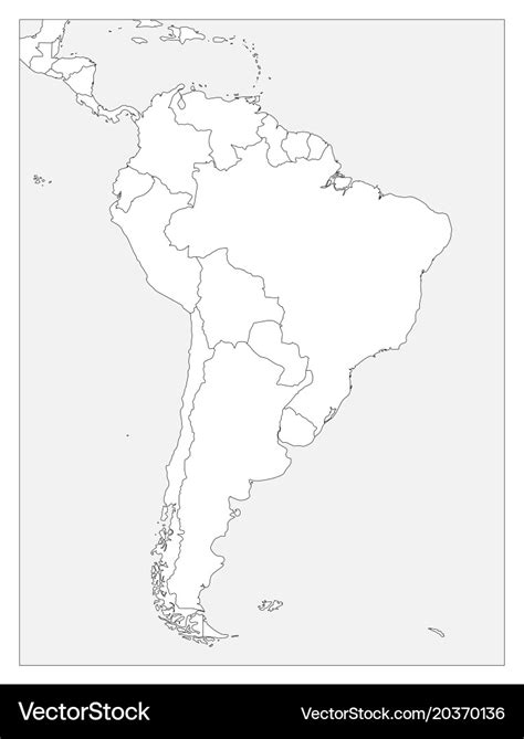 Blank Political Map Of South America Simple Flat Vector Image