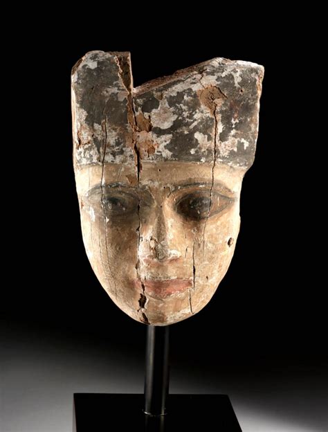 Sold Price Egyptian Late Dynastic Wood And Painted Gesso Mummy Mask June 4 0119 7 00 Am Mdt