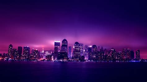 Картинки небоскребы City Manhattan огни Night New York здания