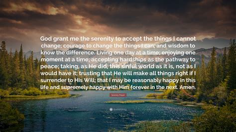 Serenity Prayer Quote God Grant Me The Serenity To Accept The Things