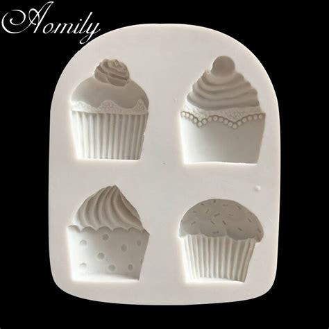 molde de silicone em forma de cupcake aomily 3d forma de silicone para chocolate sorvete