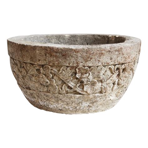 Dark green moss in translucent. Stone Carved Planter Bowl | Chairish