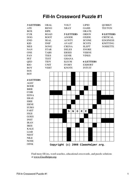 Fill In Puzzles Printable