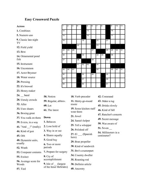 Adorable Easy Printable Crossword Puzzles For Seniors