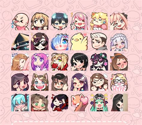 Drawing And Illustration Twitch Emote Package Kawaii Twitch Emotes Yolani