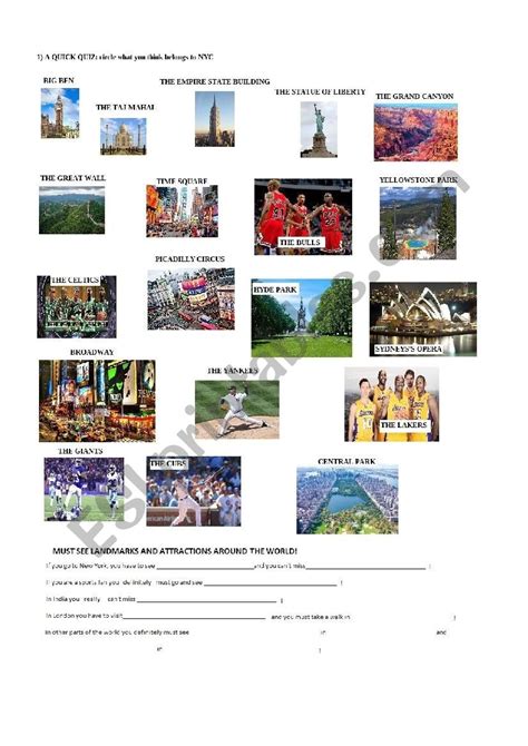 Famous Landmarks Quiz With Key English Esl Worksheets For Distance Images