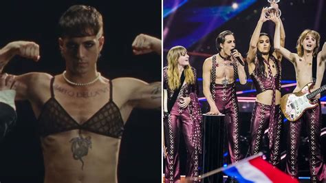 Eurovision Winner Måneskins Lead Singer Dons Lingerie In Bands