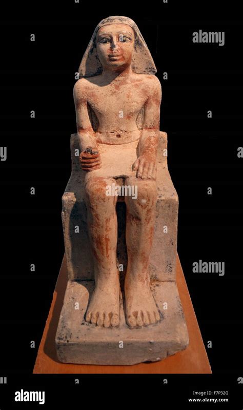 Ancient Egyptian Statue Of A Seated Man Limestone Vth Dynasty 2465