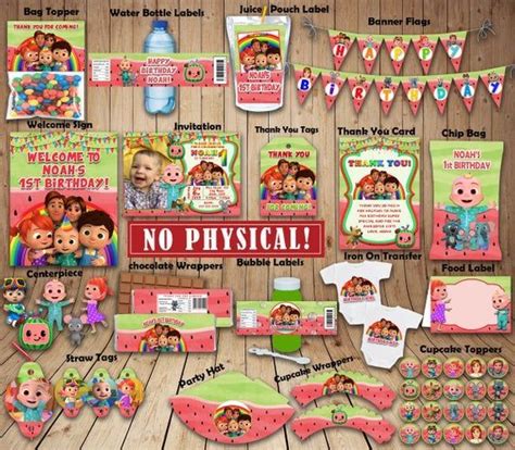 19 divertidas ideas para decoración de el día del niño. Personalized Cocomelon Party Kit DIGITAL JPEG Birthday ...
