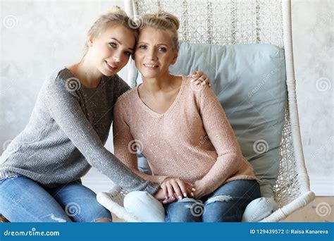 Loving Grown Up Babe Soothe Middle Aged Mother Stock Photo Image My XXX Hot Girl