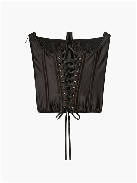 Laced Satin Cupless Corset In Black Savage X Fenty Netherlands