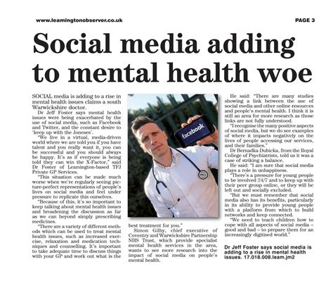 Newspaper Articles On Social Media And Mental Health
