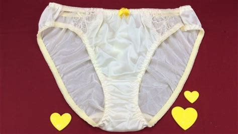 Light Yellow Nylon Panties Panty Bikini Sexy With Lace And Ribbon Japanese Style Size 3l กางเกง