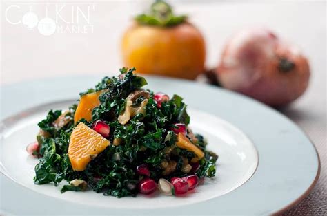 Massaged Kale Salad W Fuyu Persimmon Pomegranate And