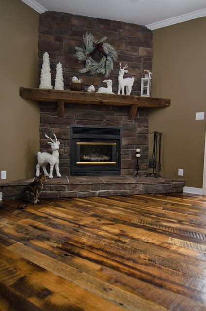 All wood, dry or wet, moves with seasonal changes the method i recommend works for installing any solid wood mantel above any fireplace, from drywall to stone and anywhere in between, and the. hand hewn barn beam mantels - Traditional - Living Room ...