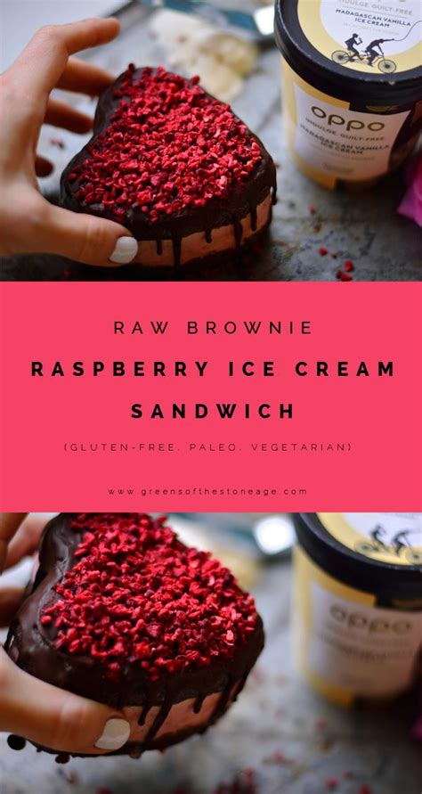 Raspberry Raw Brownie Ice Cream Sandwich With Vanilla Oppo Ice Cream And Giveaway Recipe