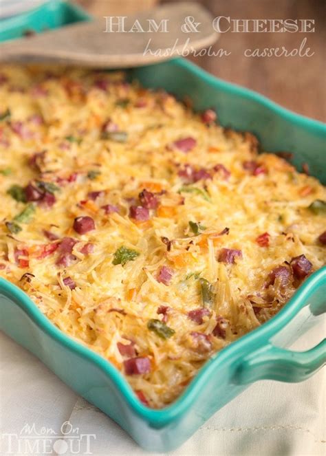 In another larger bowl combine the cooked sausage, peppers, broccoli, onion, tomato, hash browns, cheese, salt, and pepper. Ham and Cheese Hash Brown Breakfast Casserole - Mom On Timeout