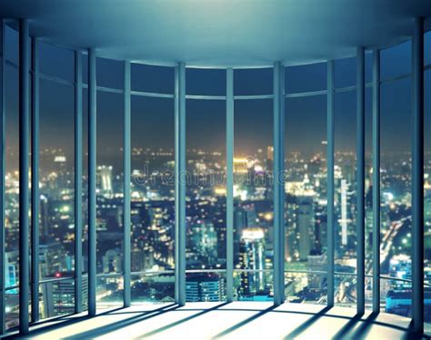 Night View Of Buildings From High Rise Window Stock Image Image Of