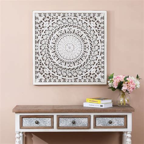 Bungalow Rose Square Decorative Carved Floral Wall Décor And Reviews