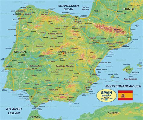 Spain Physical Features Map