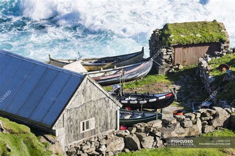 Mykines Has No Safe Harbour Boats Have To Be Kept High Up On The Cliff