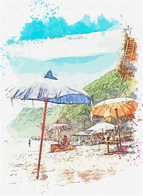 Beach Umbrella Watercolor