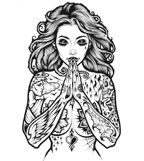 Pin Up Girl Tattoo Stencil For Men Aand Women Tattoosastic