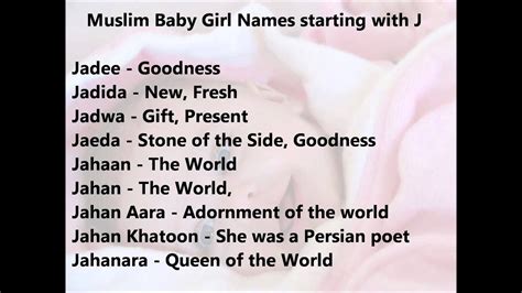 Click on a name to find the name meaning, popularity, origin and other useful information. Muslim baby Girl names starting from J, Unique and modern ...