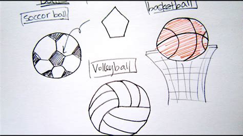 How To Draw Sport Balls Basketball Soccer Ball Volleyball Easy