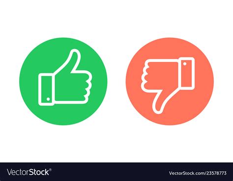 Thumbs Up Thumbs Down Emblems Like Dislike Icons Vector Image