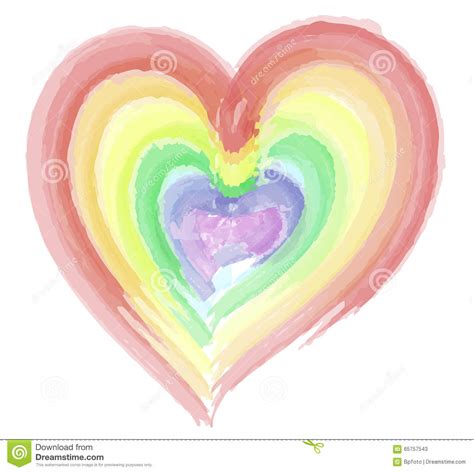 Watercolor Rainbow Heart Stock Illustration Illustration Of Sign