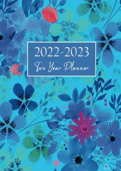 2022 2023 Two Year Planner Watecolor Flower 2 Year Daily Weekly Monthly Calendar Planner 2022