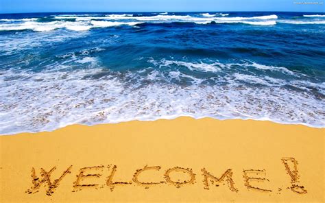 Welcome Text On The Beach Background For Powerpoint Holiday Ppt Templates