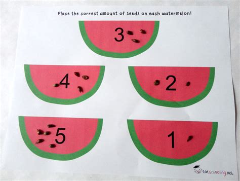 For other math activities, you can bring in several watermelons of different sizes and put them in order from smallest to largest. Watermelon Seed Fine Motor Activities | Totschooling ...