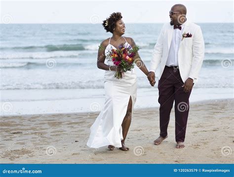 African American Couple S Wedding Day Stock Image Image Of Ocean