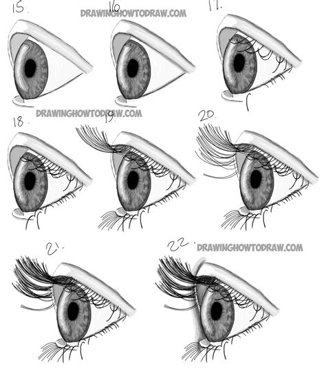 How To Draw Realistic Eyes From The Side Profile View Step By Step Drawing Tutorial How To