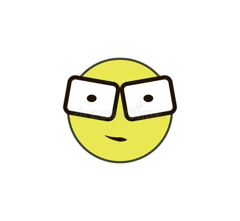 Nerd Face Emoji Smart Emoticon Med Glasögon Geek Eller Student Stock